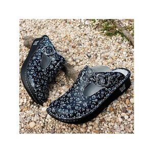 Alegria Classic Work Floral Print Leather Clogs